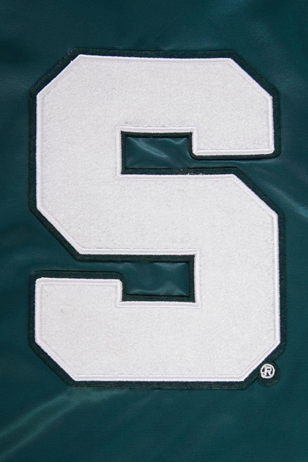 imagePro Standard NCAA mens Mens College Classic Chenille Satin JacketForest Green