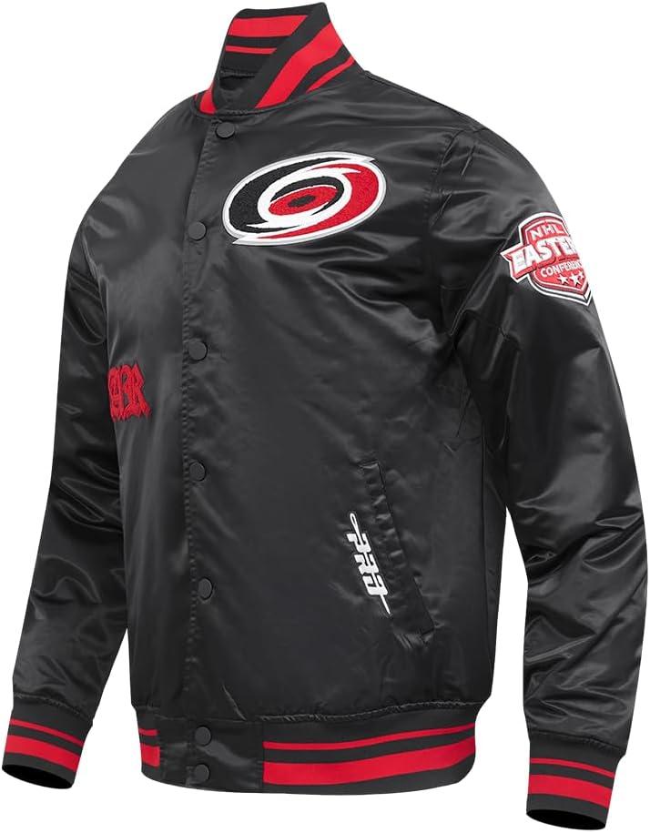 imagePro Standard NHL mens Mens Nhl Old English Satin JacketBlackRedBlack