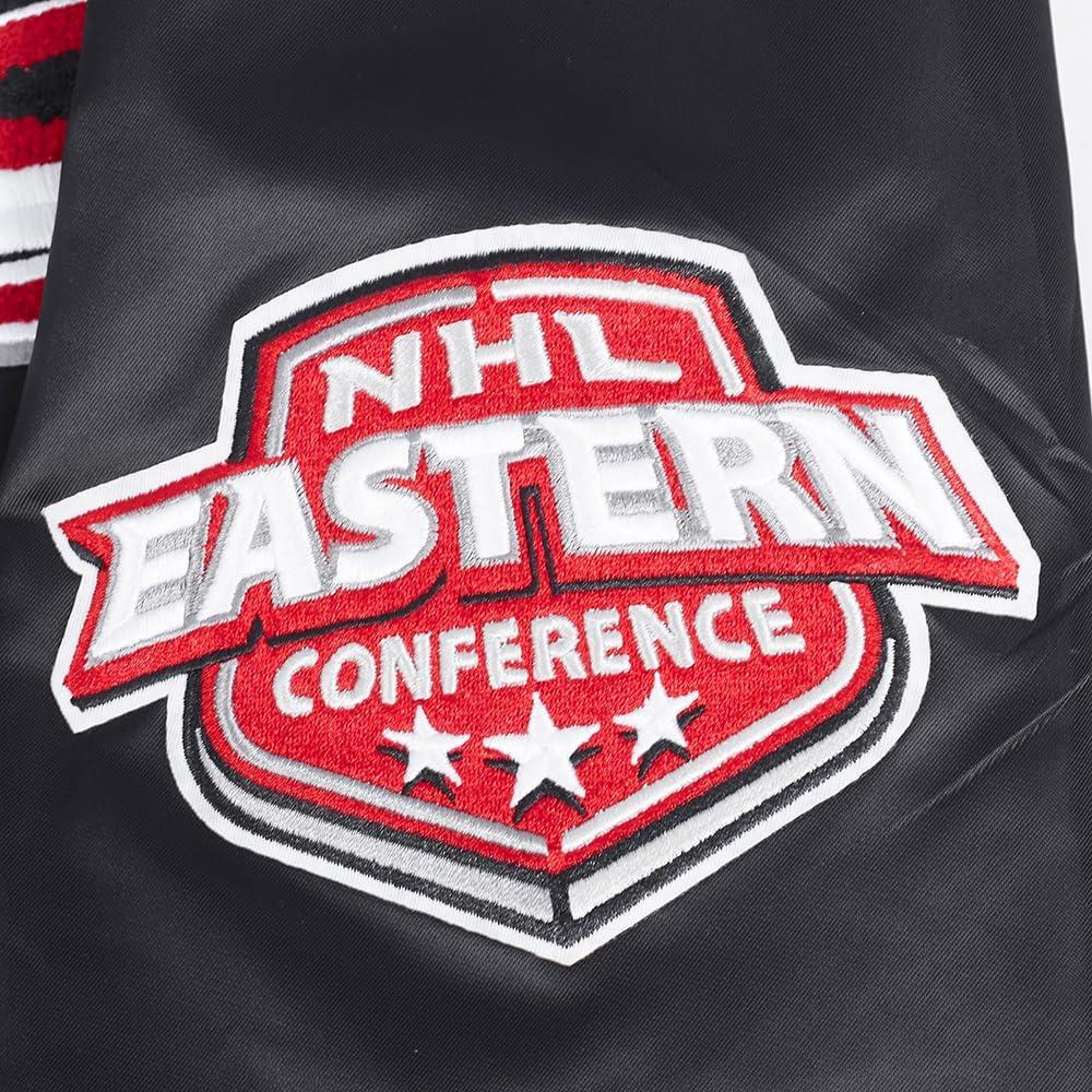 imagePro Standard NHL mens Mens Nhl Old English Satin JacketBlackRedBlack