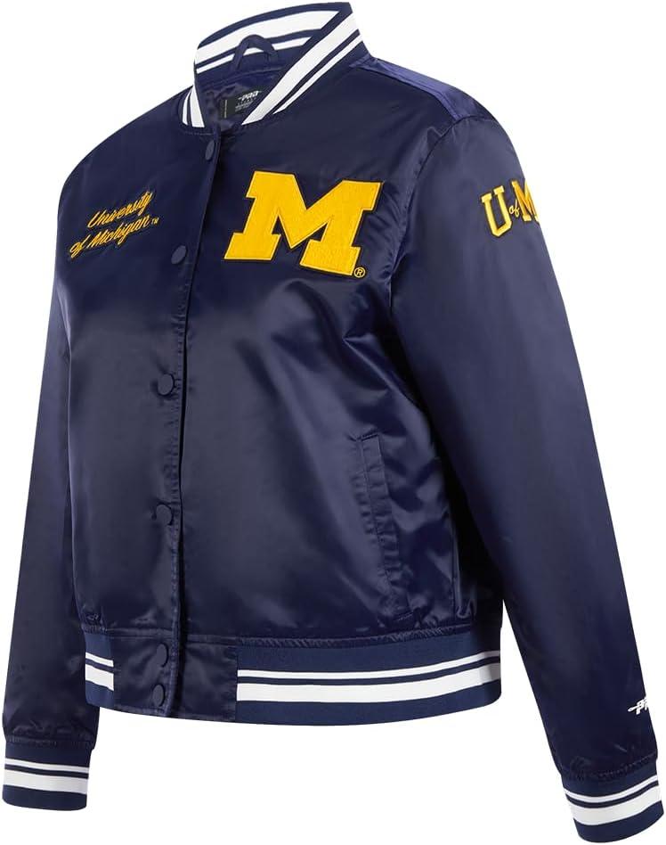 imagePro Standard WOMENS COLLEGE UNIVERSITY OF MICHIGAN COLLEGE CLASSIC ESSENTIALS SATIN JACKET MIDNIGHT NAVY XL