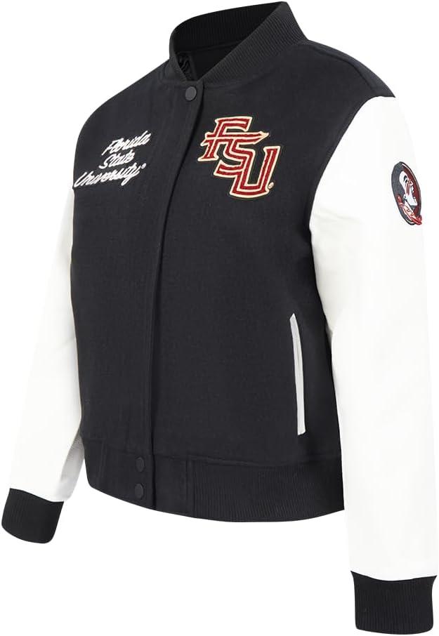 imagePro Standard Womens College Classic Essentials Varsity JacketBlackWhite