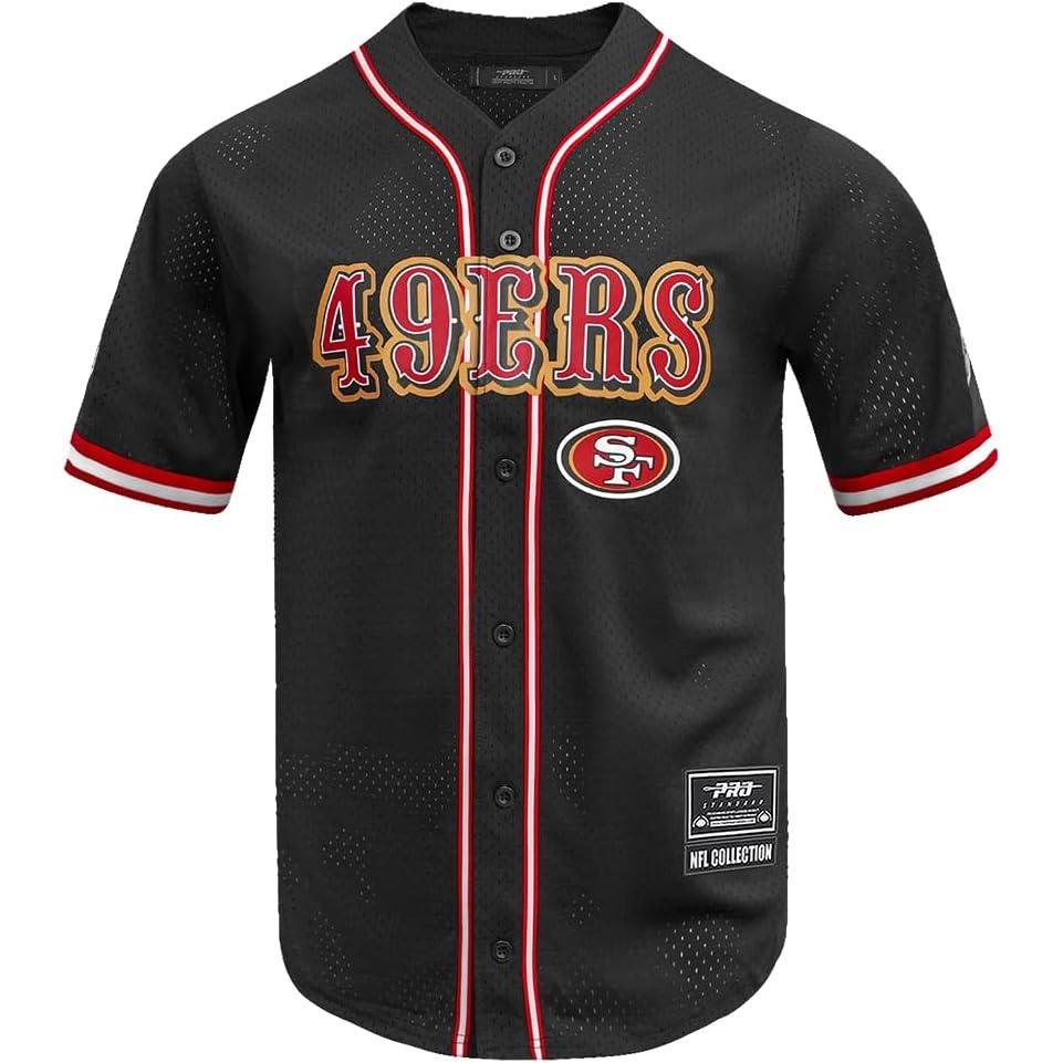 imagePro Standard Mens NFL Mesh Button Down TopBlackRed