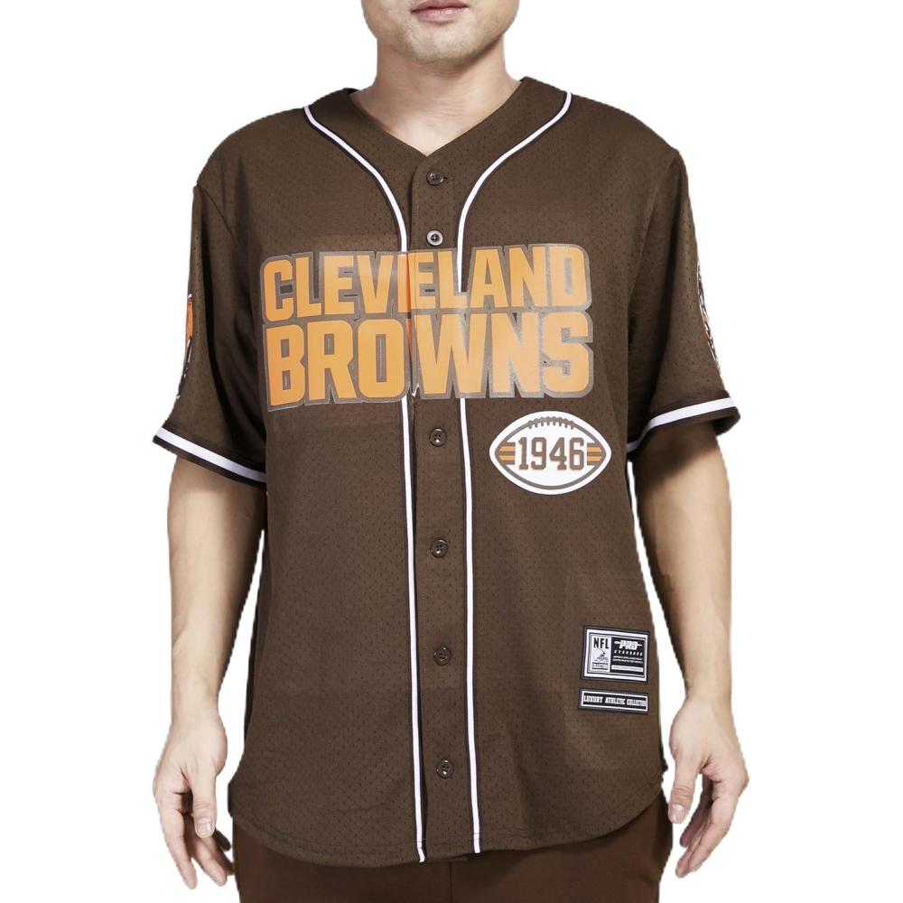 imagePro Standard Mens NFL Mesh Button Down TopBrown