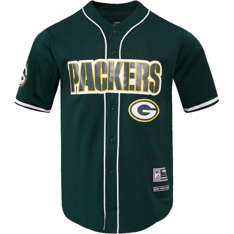 imagePro Standard Mens NFL Mesh Button Down TopForest Green