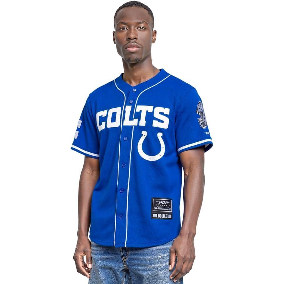 imagePro Standard Mens NFL Mesh Button Down TopRoyal Blue