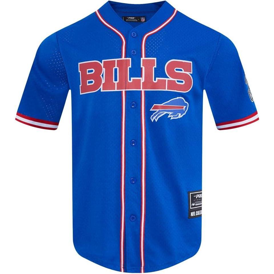 imagePro Standard Mens NFL Mesh Button Down TopRoyal BlueRed