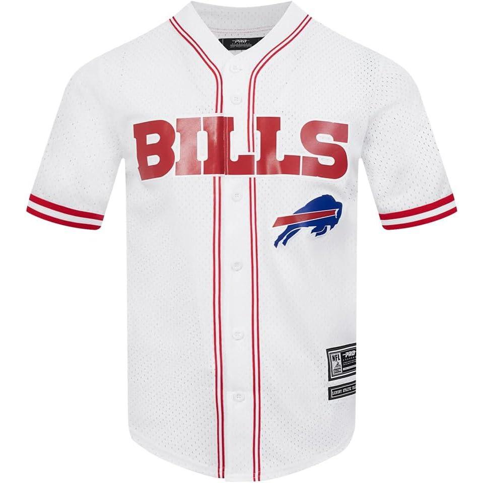 imagePro Standard Mens NFL Mesh Button Down TopWhiteRed