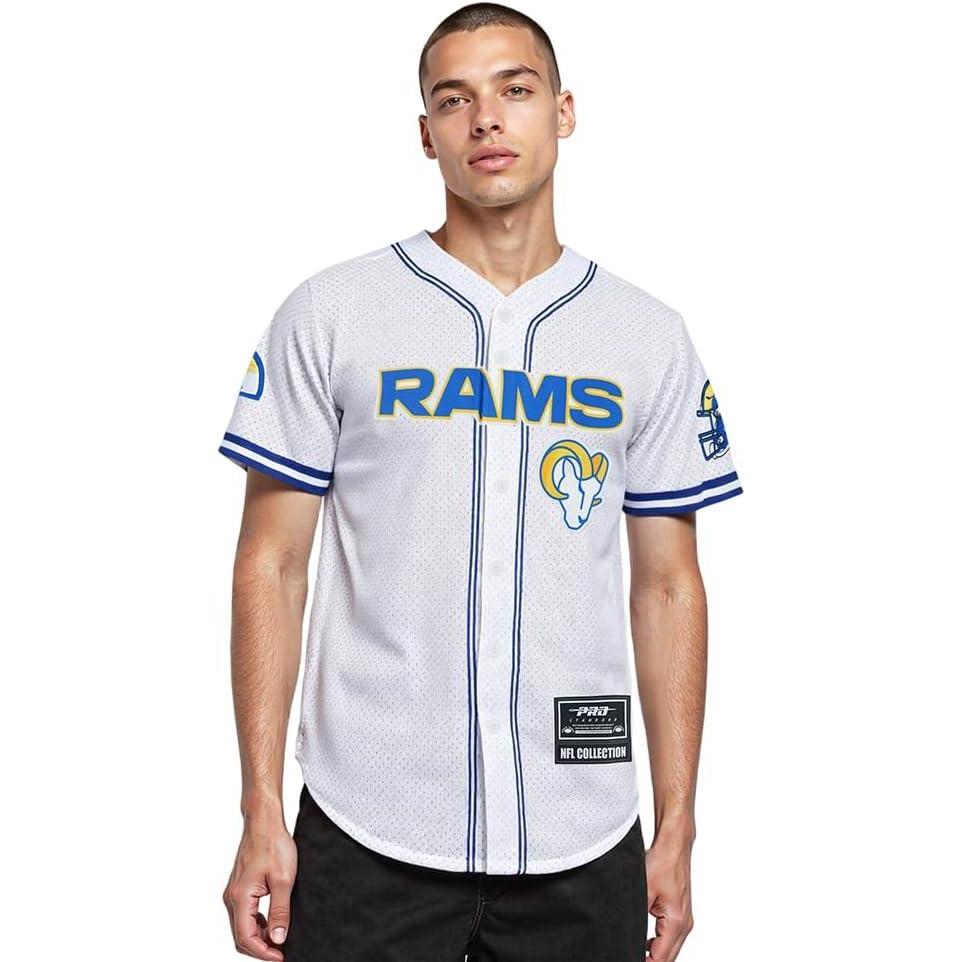 imagePro Standard Mens NFL Mesh Button Down TopWhiteRoyal Blue