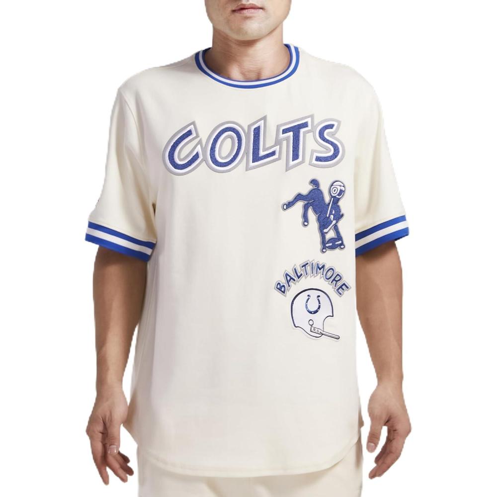 imagePro Standard Mens NFL Retro Classics Short Sleeve TeeEggshellRoyal Blue