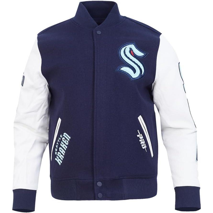 imagePro Standard Mens NHL Classic Varsity JacketMidnight NavyWhite