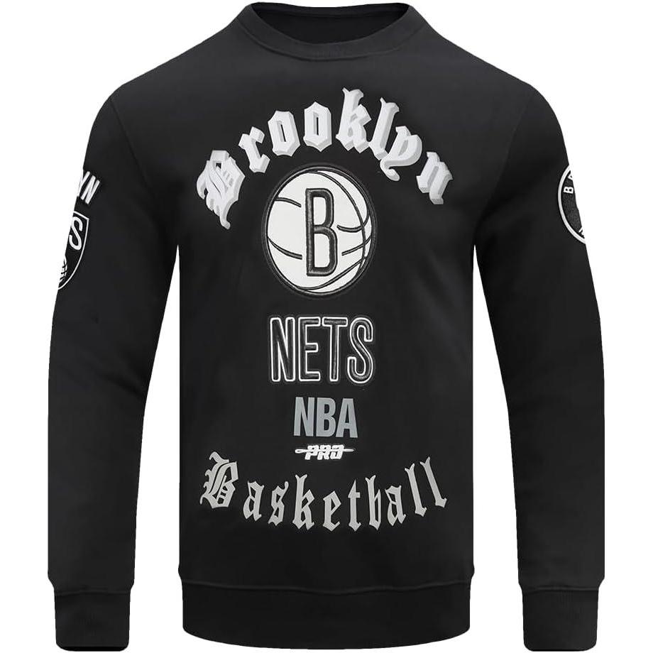 imagePro Standard NBA mens Mens Nba Old English Brushed Back French Terry Crewneck SweatshirtBlack