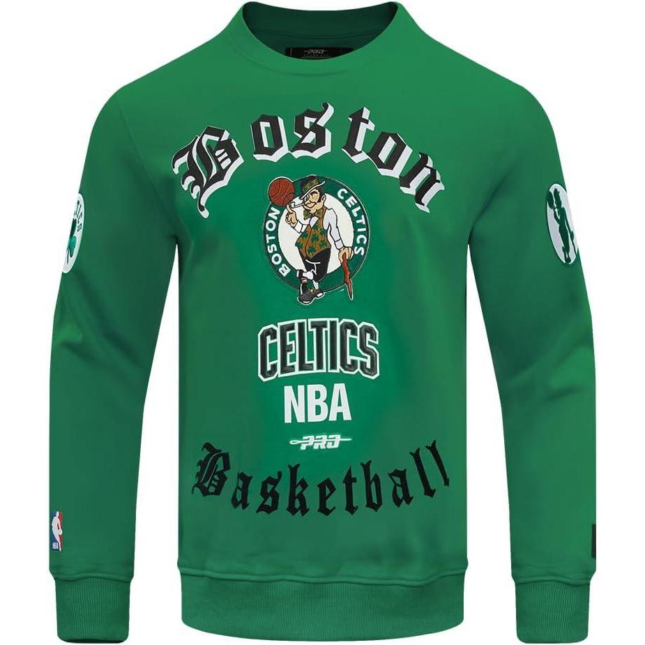 imagePro Standard NBA mens Mens Nba Old English Brushed Back French Terry Crewneck SweatshirtKelly Green