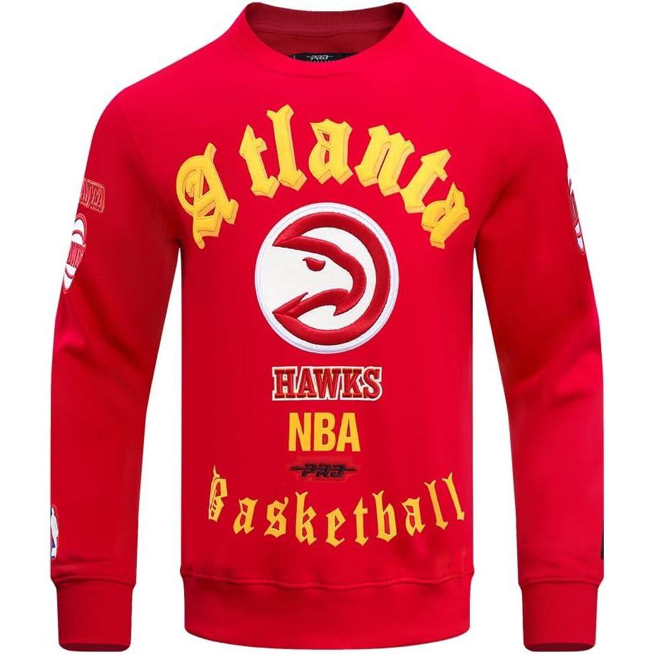 imagePro Standard NBA mens Mens Nba Old English Brushed Back French Terry Crewneck SweatshirtRed