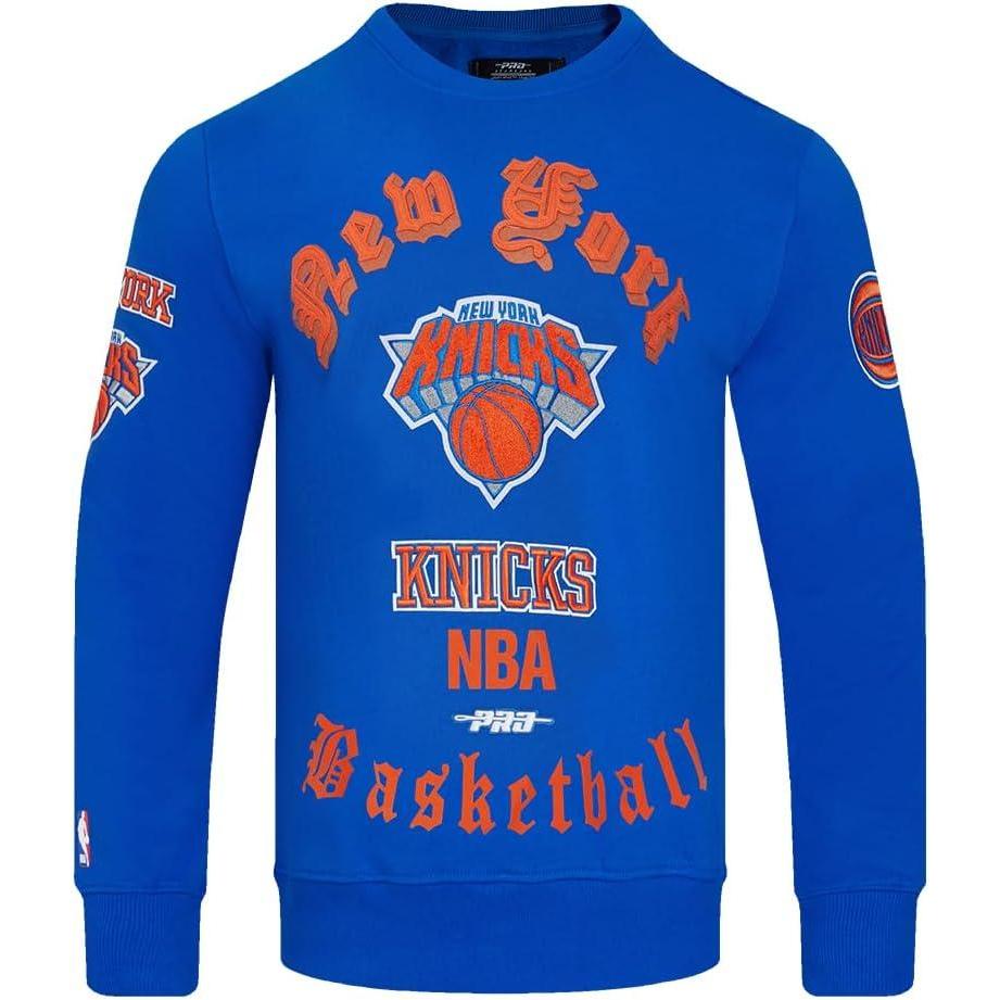 imagePro Standard NBA mens Mens Nba Old English Brushed Back French Terry Crewneck SweatshirtRoyal Blue