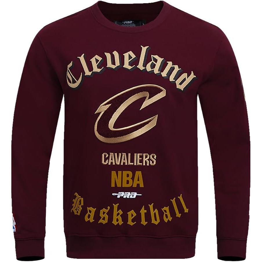 imagePro Standard NBA mens Mens Nba Old English Brushed Back French Terry Crewneck SweatshirtWine
