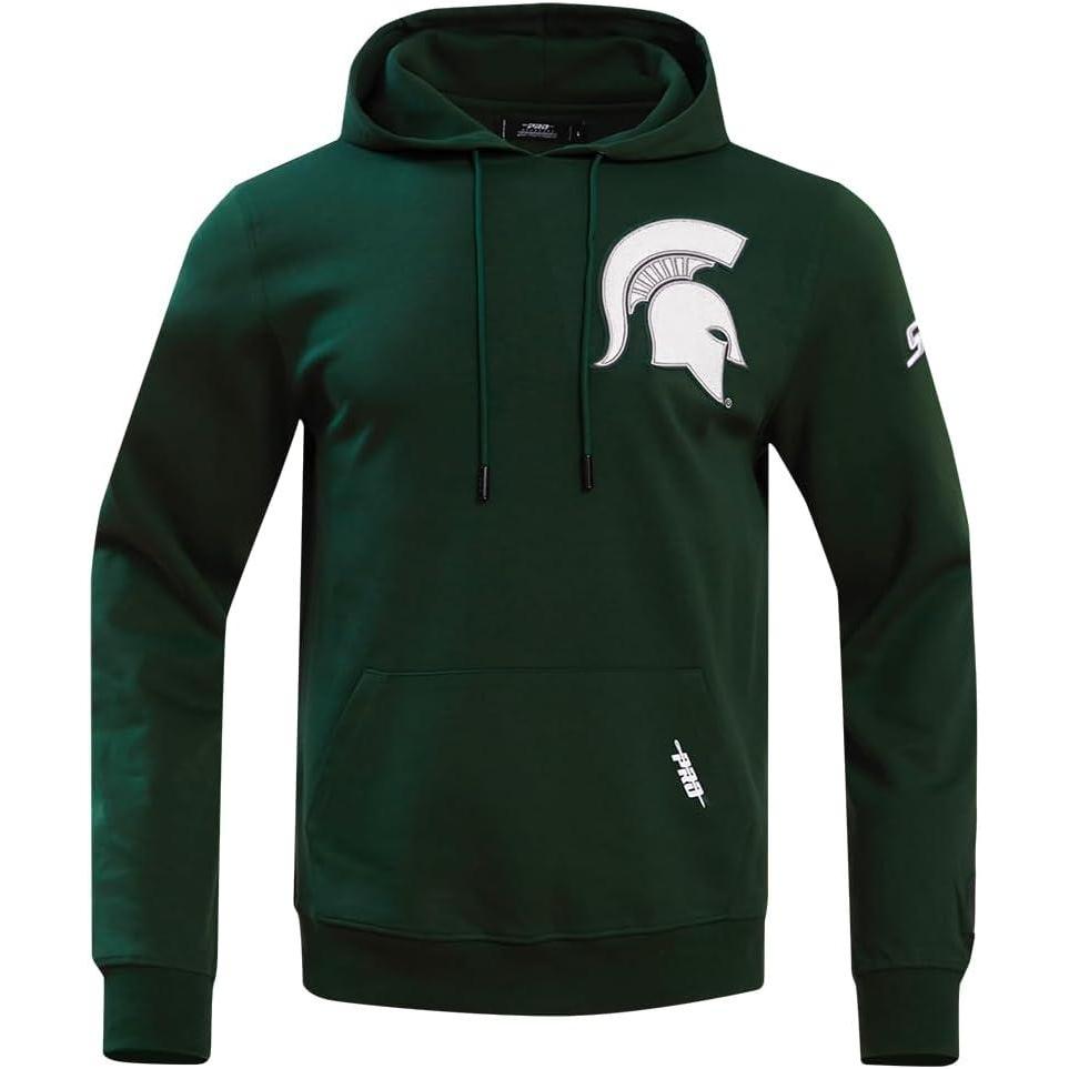imagePro Standard NCAA mens Mens College Classic Chenille Cotton Double Knit Pull Over HoodieForest Green