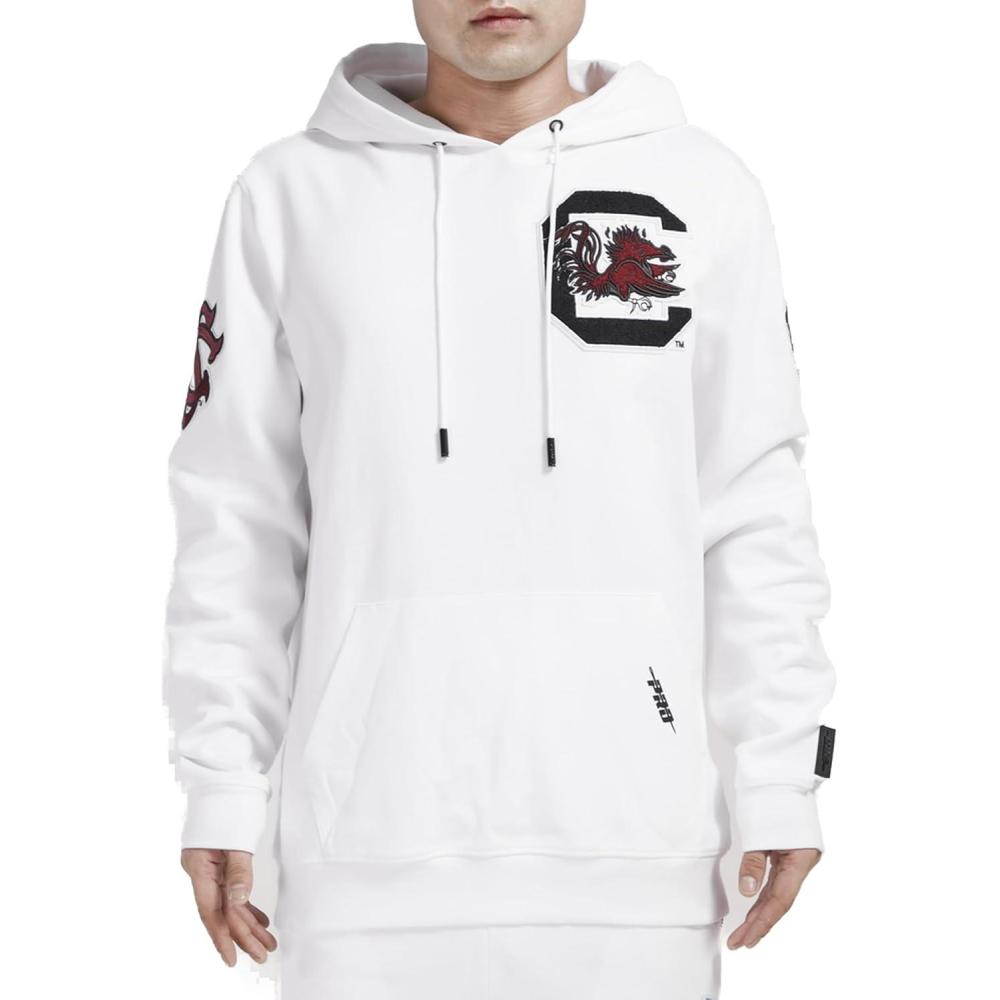 imagePro Standard NCAA mens Mens College Classic Chenille Cotton Double Knit Pull Over HoodieWhite
