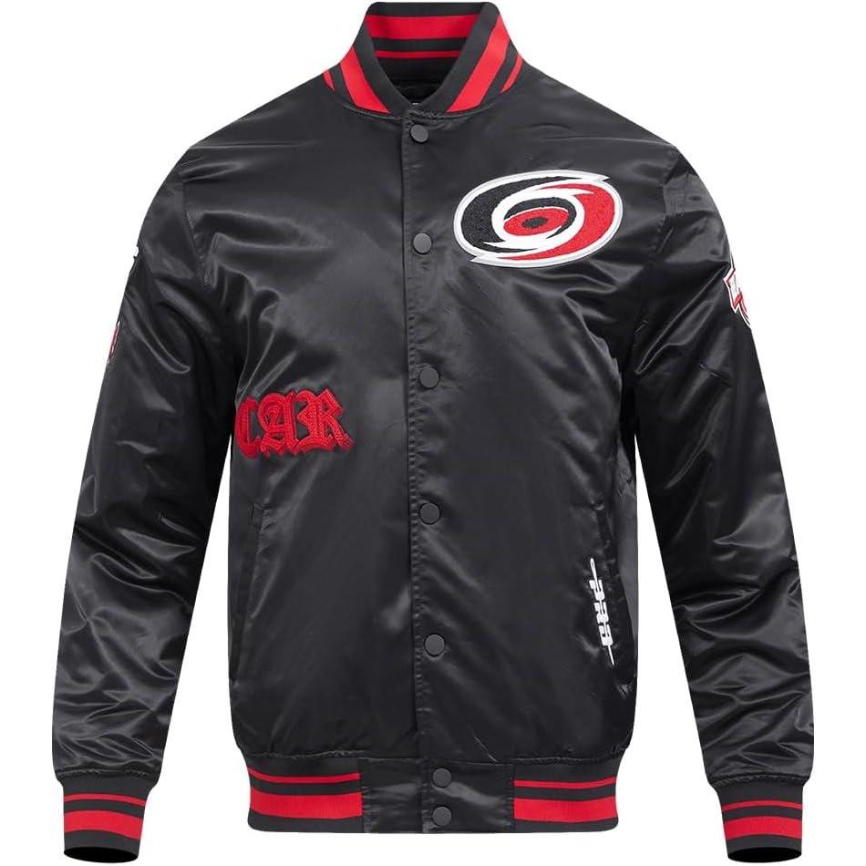 imagePro Standard NHL mens Mens Nhl Old English Satin JacketBlackRedBlack