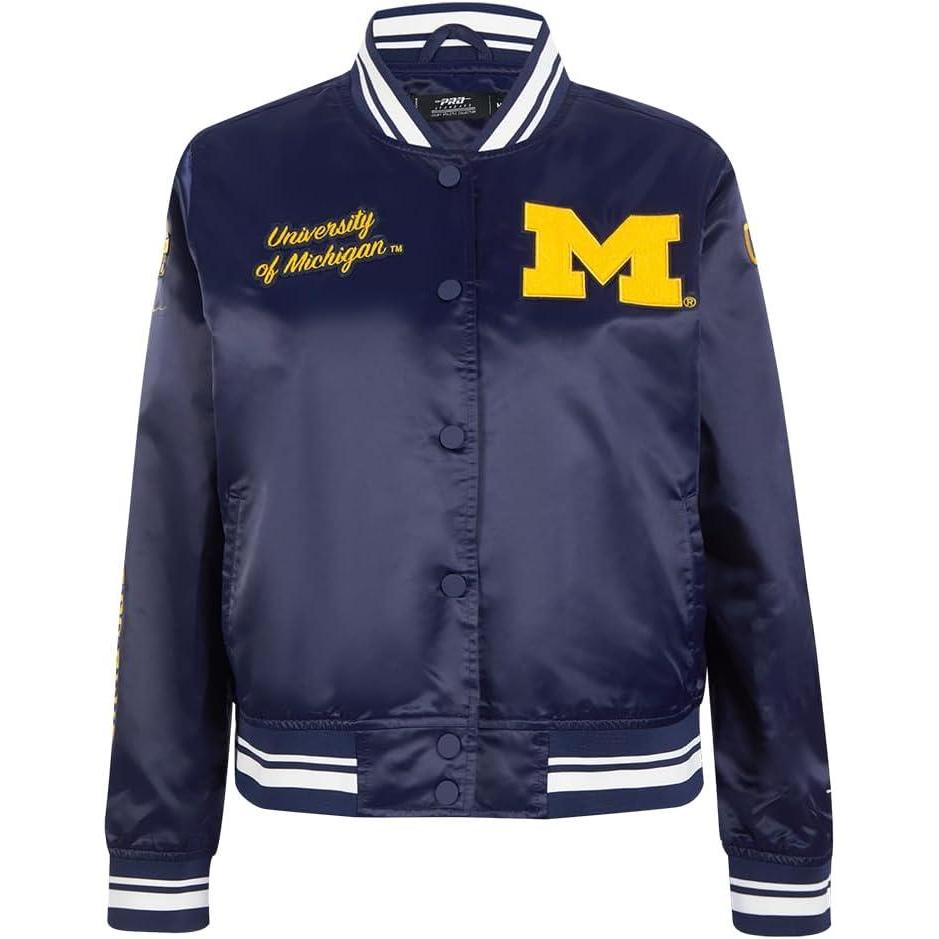 imagePro Standard WOMENS COLLEGE UNIVERSITY OF MICHIGAN COLLEGE CLASSIC ESSENTIALS SATIN JACKET MIDNIGHT NAVY M