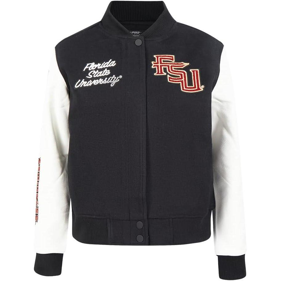 imagePro Standard Womens College Classic Essentials Varsity JacketBlackWhite