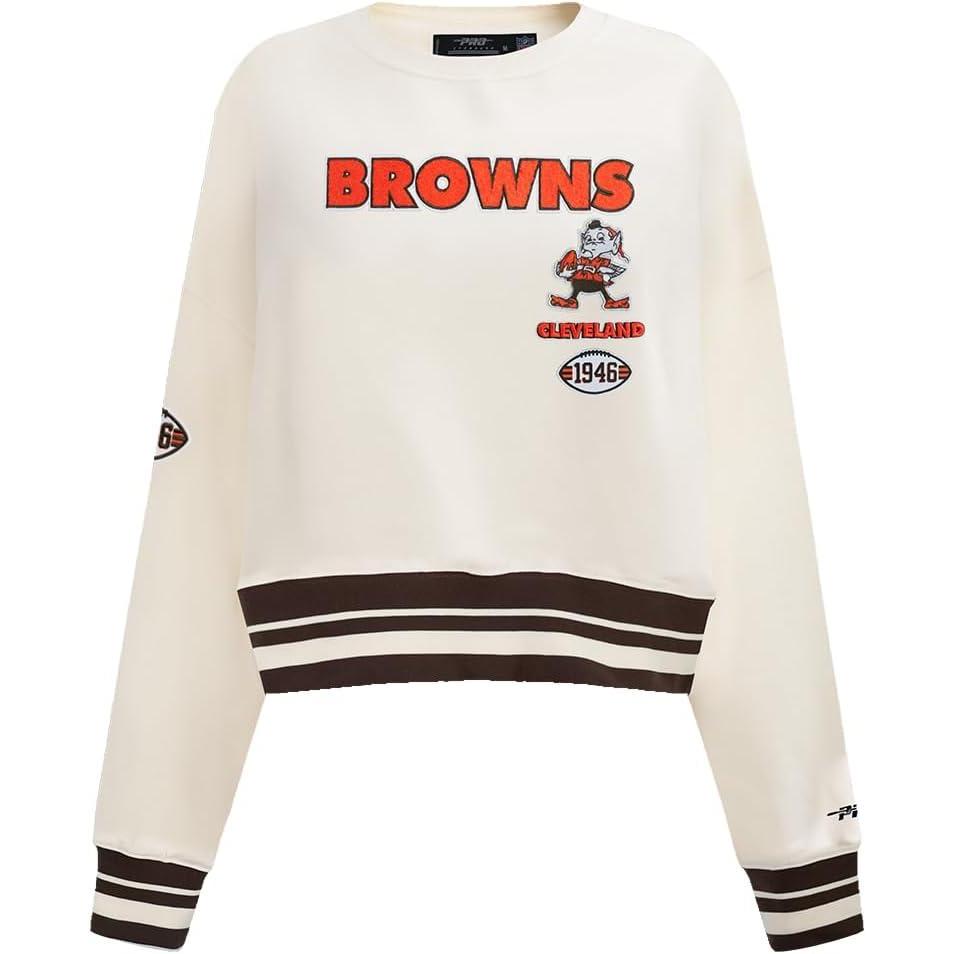 imagePro Standard Womens NFL Retro Classics Crewneck SweatshirtEggshell Brown