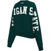 PRO STANDARD Womens College Wingspan Brushed Back French Terry Crewneck Sweatshirt(Forest Green)
