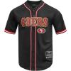 Pro Standard Mens NFL Mesh Button Down Top(Black/Red)
