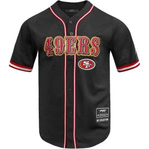 Pro Standard Mens NFL Mesh Button Down Top(Black/Red)