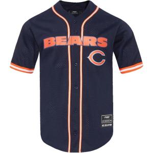 Pro Standard Mens NFL Mesh Button Down Top(Midnight Navy/Orange)