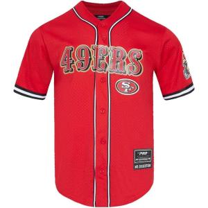 Pro Standard Mens NFL Mesh Button Down Top(Red/Black)