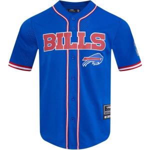 Pro Standard Mens NFL Mesh Button Down Top(Royal Blue/Red)