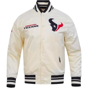 Pro Standard Mens NFL Retro Classics Satin Jacket(Eggshell/ Black)