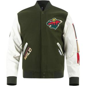 Pro Standard Mens NHL Classic Varsity Jacket(Forest Green/White)