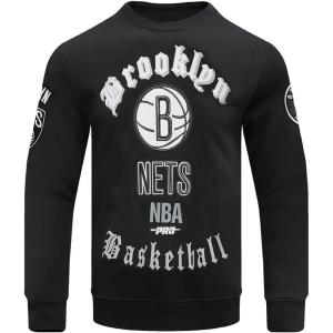 Pro Standard NBA mens Mens Nba Old English Brushed Back French Terry Crewneck Sweatshirt(Black)