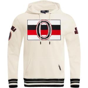 Pro Standard NHL mens Mens Nhl Retro Classics Brushed Back French Terry Pull Over Hoodie(Eggshell/ Black)