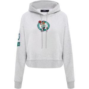 Pro Standard Womens NBA Classic Chenille Cropped Pullover Hoodie(Heather Grey)