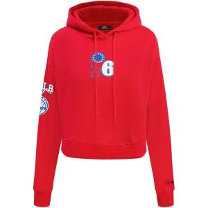 Pro Standard Womens NBA Classic Chenille Cropped Pullover Hoodie(Red)