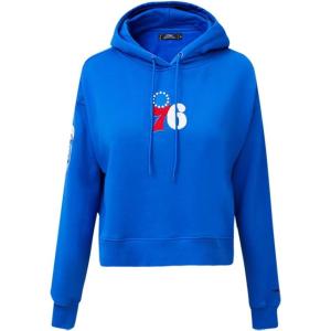Pro Standard Womens NBA Classic Chenille Cropped Pullover Hoodie(Royal Blue)