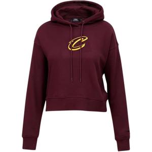 Pro Standard Womens NBA Classic Chenille Cropped Pullover Hoodie(Wine)