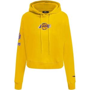 Pro Standard Womens NBA Classic Chenille Cropped Pullover Hoodie(Yellow)
