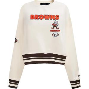 Pro Standard Womens NFL Retro Classics Crewneck Sweatshirt(Eggshell/ Brown)