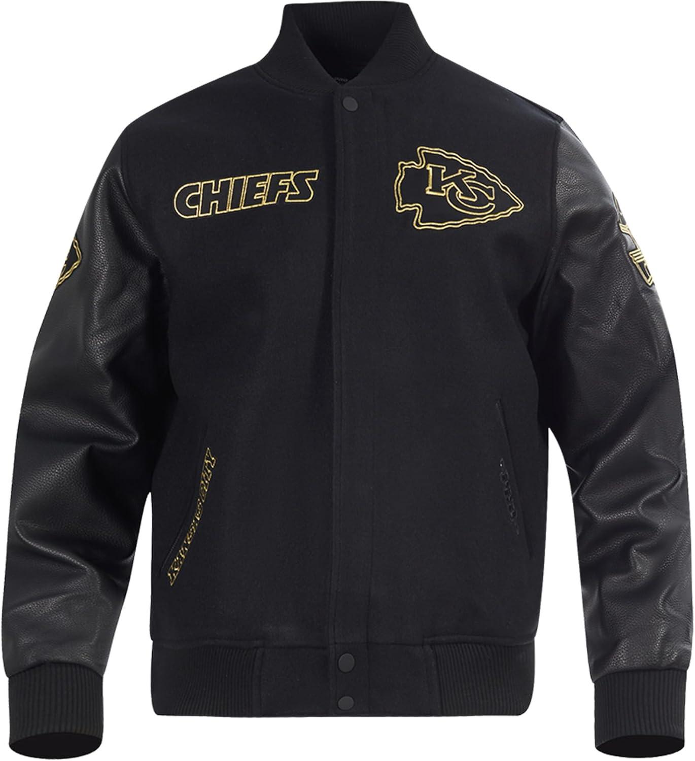 imageNFL DETROIT LIONS BLACK ampamp GOLD MENS WOOL VARSITY JACKET JET BLACKJet Black