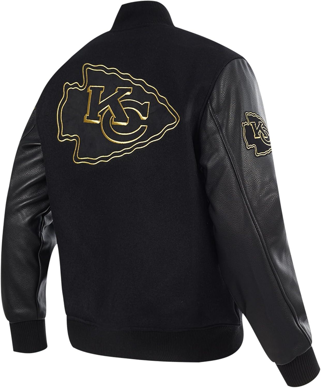 imageNFL DETROIT LIONS BLACK ampamp GOLD MENS WOOL VARSITY JACKET JET BLACKJet Black