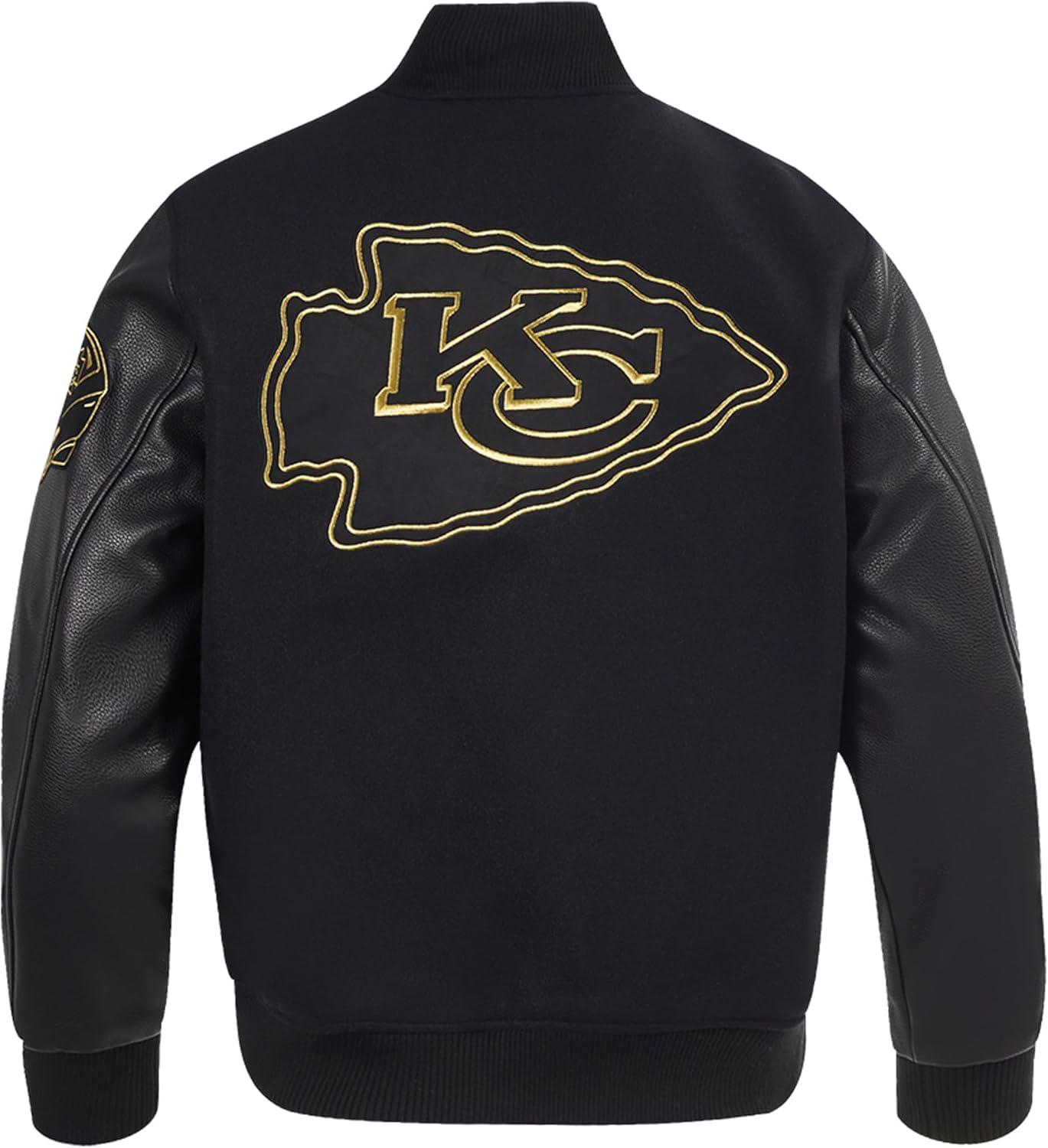 imageNFL DETROIT LIONS BLACK ampamp GOLD MENS WOOL VARSITY JACKET JET BLACKJet Black