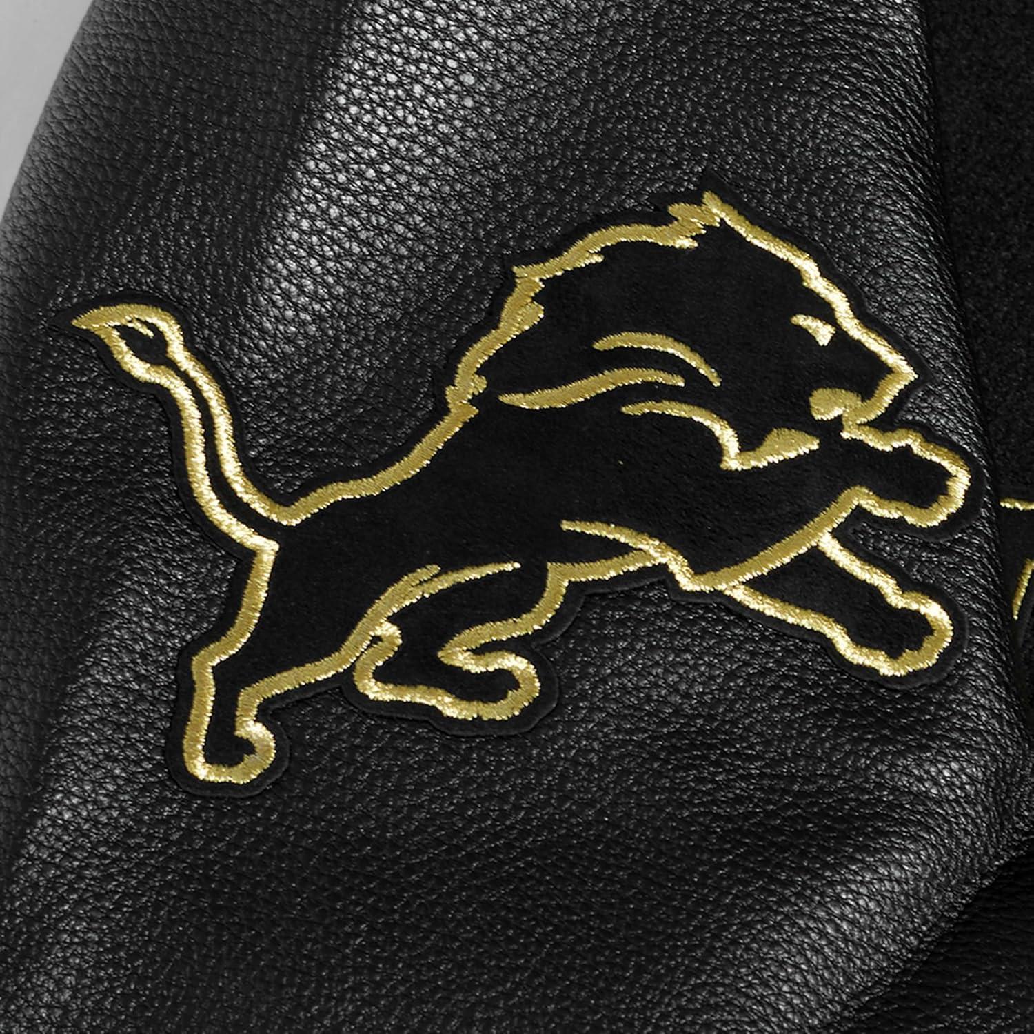 imageNFL DETROIT LIONS BLACK ampamp GOLD MENS WOOL VARSITY JACKET JET BLACKJet Black