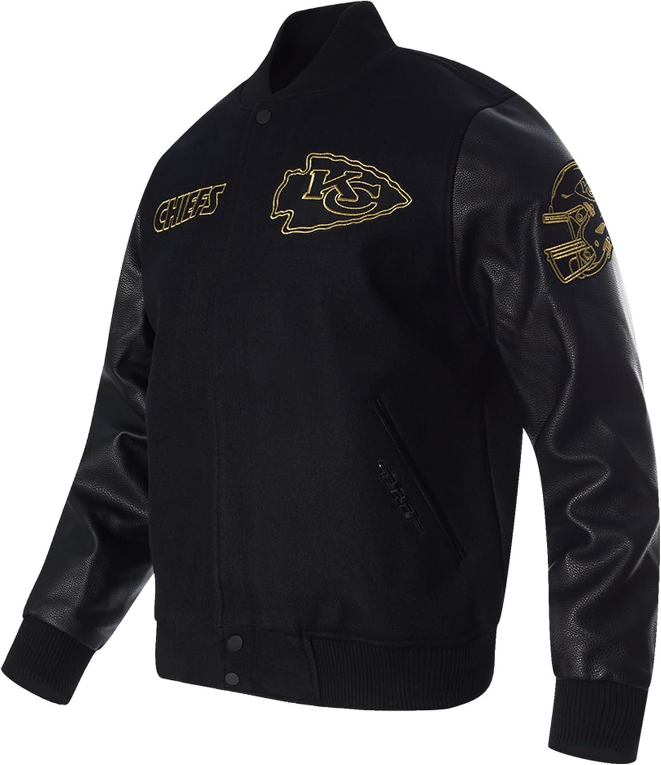 imageNFL DETROIT LIONS BLACK ampamp GOLD MENS WOOL VARSITY JACKET JET BLACKJet Black