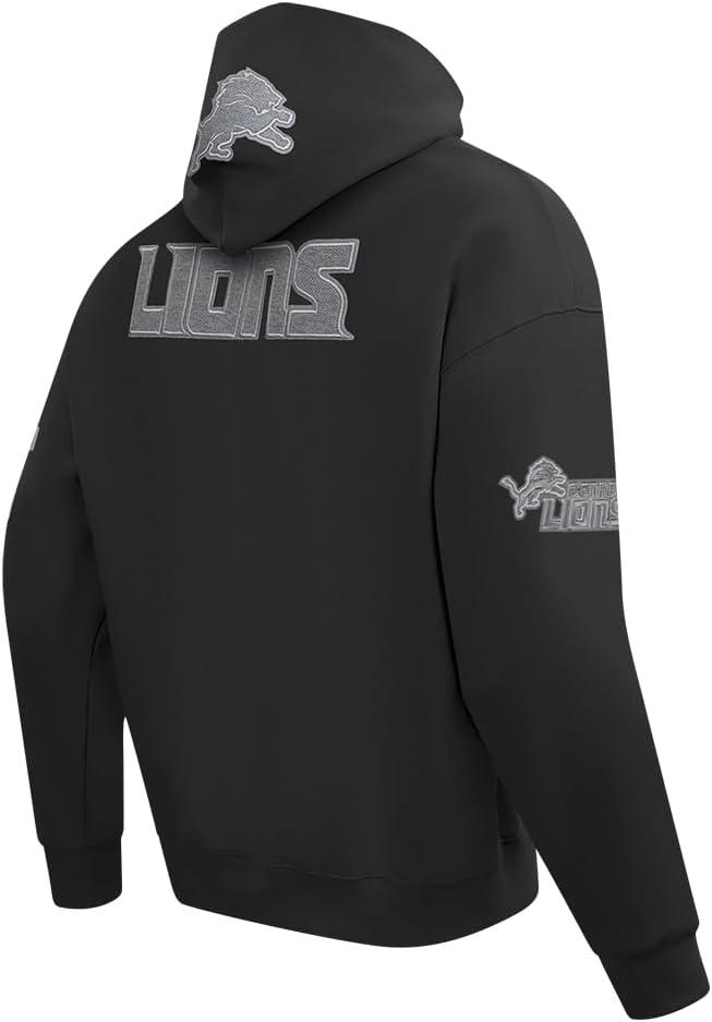 imagePro Standard Mens NFL Detroit Lions Reverse French Terry Pull Over Hoodie Black XL