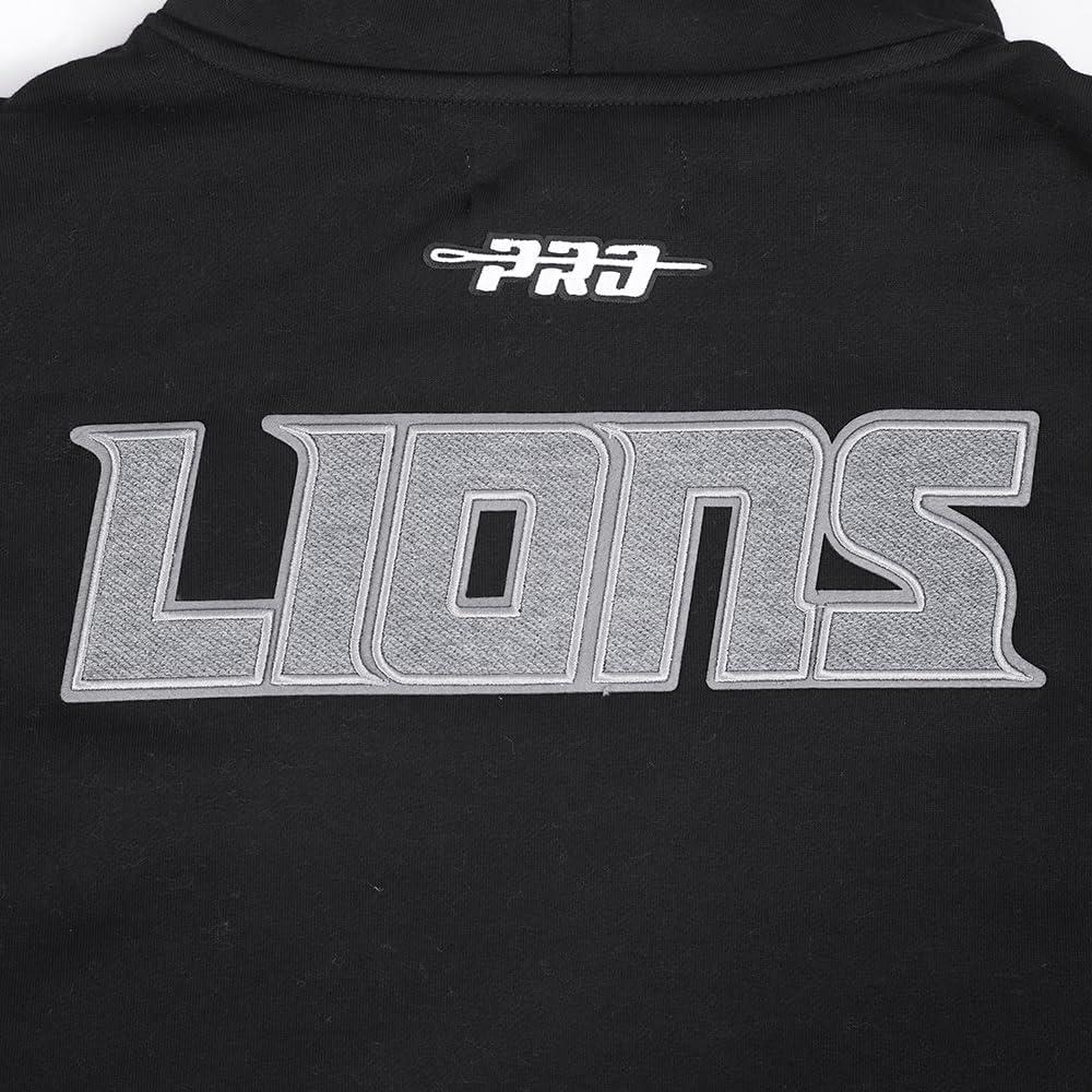 imagePro Standard Mens NFL Detroit Lions Reverse French Terry Pull Over Hoodie Black XL