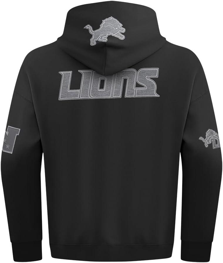 imagePro Standard Mens NFL Detroit Lions Reverse French Terry Pull Over Hoodie Black XL