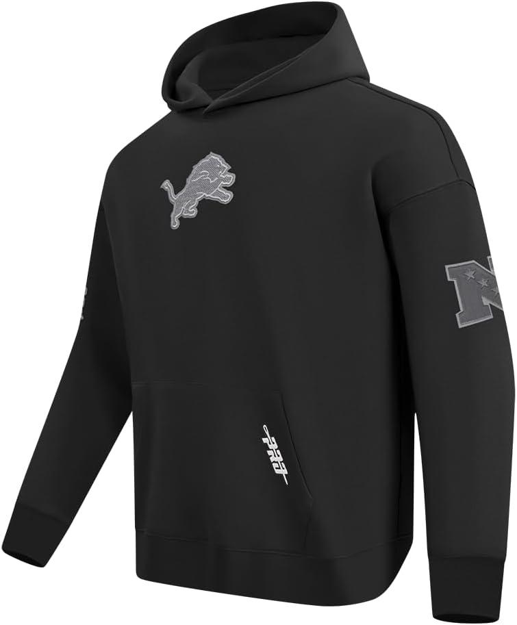 imagePro Standard Mens NFL Detroit Lions Reverse French Terry Pull Over Hoodie Black XL